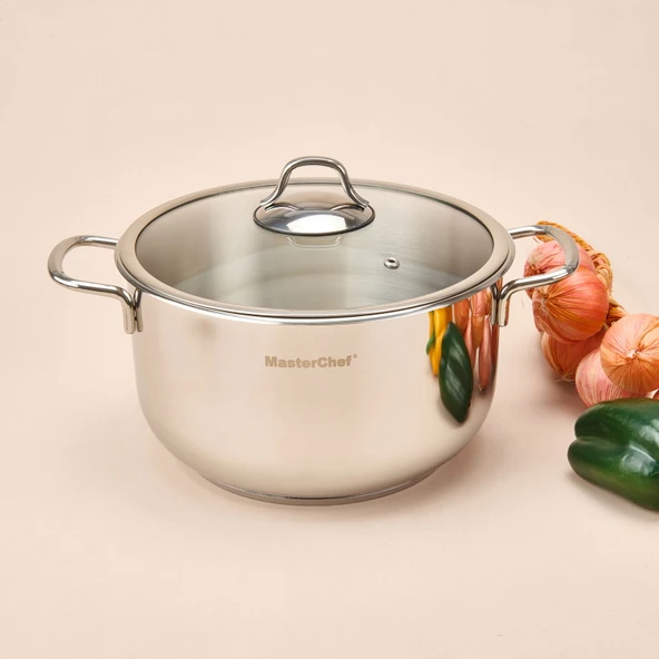 Paslanmaz Çelik Tencere - Gri - 24 cm - Resim 2