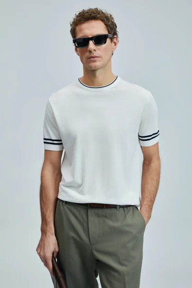 Lufian 111090111 Robert Erkek İpek Karışımlı Kazak T- Shirt Erkek Tişort - 4