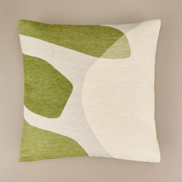 Soft Zarmine Kırlent - Ekru / Yeşil - 40x40 cm - Resim 2