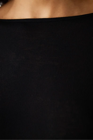 Penti Siyah Yarı Transparan Uzun Kollu Üst - 5