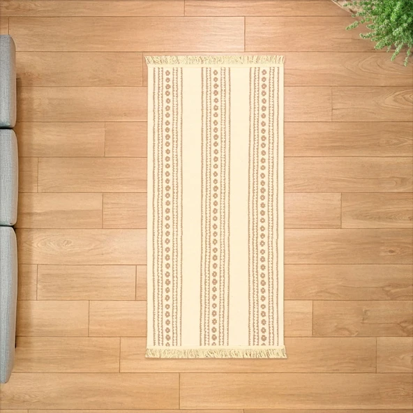 Soft Dalvik Çift Taraflı Kilim - Ekru - 80x150 cm