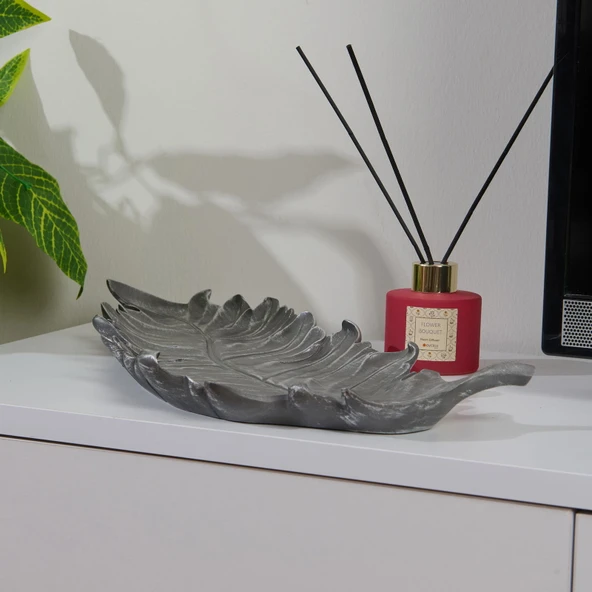 Deco Moena Dekoratif Tabak - Gümüş - 44x19 cm - 2
