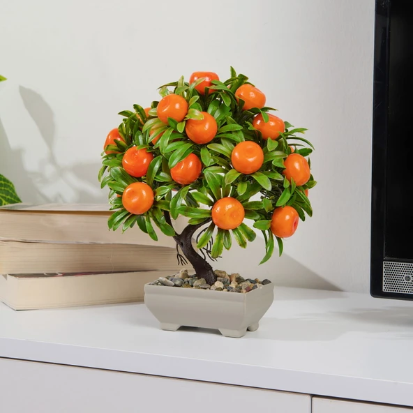 Dekor Yapay Mandalina Ağacı - Turuncu - 24x18 cm ürün görseli