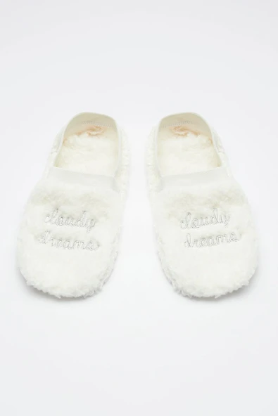 Penti Beyaz Cloudy Dreams Slogan Baskılı Patik Çorap