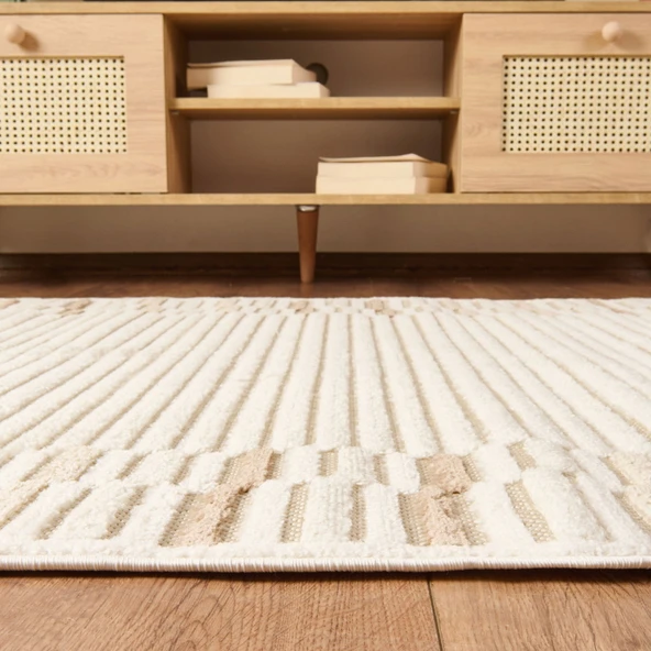 Soft Mono Tozumaz Antialerjik Halı - Bej - 120x180 cm - Resim 2