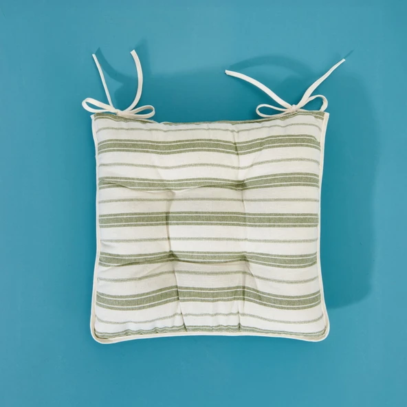 Soft Belinde Sandalye Minderi - Ekru / Yeşil - 43x43 cm - Resim 3