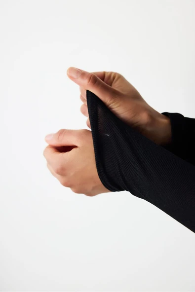 Penti Siyah Yarı Transparan Uzun Kollu Üst - 6