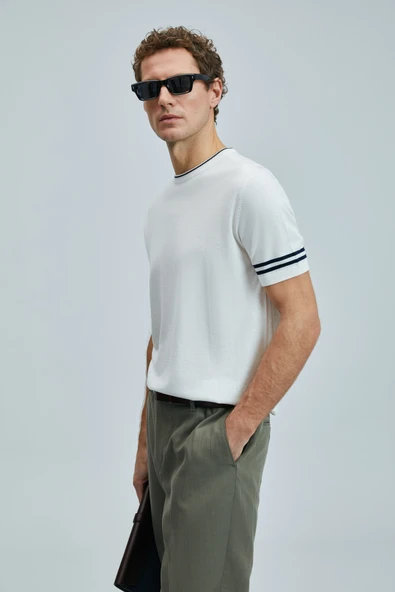 Lufian 111090111 Robert Erkek İpek Karışımlı Kazak T- Shirt Erkek Tişort - 5