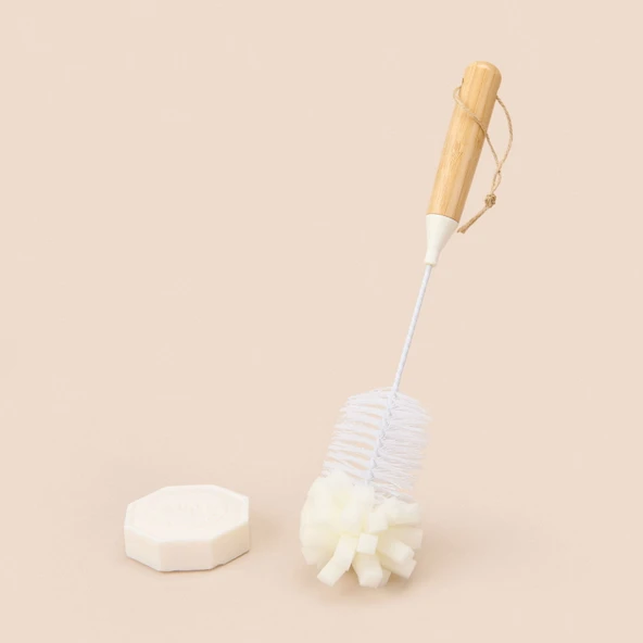 Bambu Saplı Matara Fırçası - Beyaz - 31,5 cm - 2