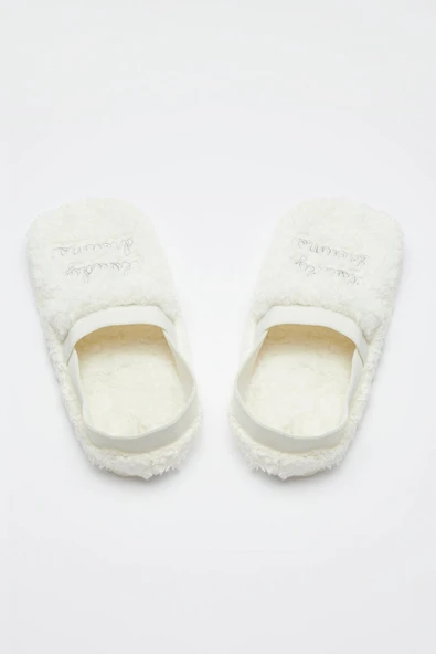 Penti Beyaz Cloudy Dreams Slogan Baskılı Patik Çorap - 3