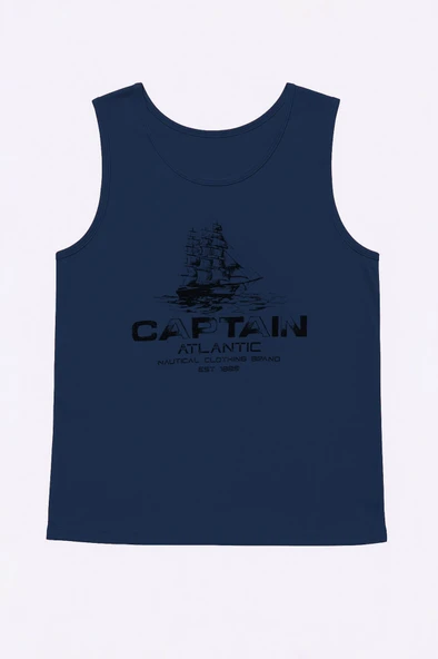 Erkek Kaptan Baskılı %100 Pamuk Kolsuz T-shirt - Resim 5