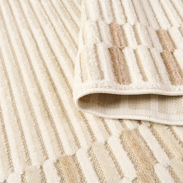 Soft Mono Tozumaz Antialerjik Halı - Bej - 120x180 cm - Resim 3