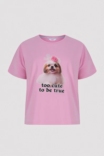 Penti Think Pink Tişört Pijama Üstü - 5
