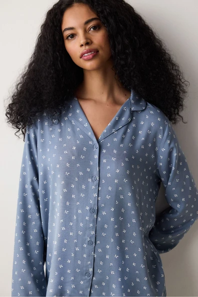 Penti Chloe Gömlek Pantolon Gri Pijama Takımı - 2