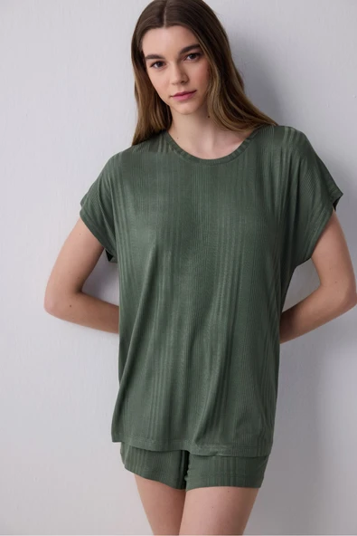 Penti Chloe Green Şortlu Yeşil Pijama Takımı