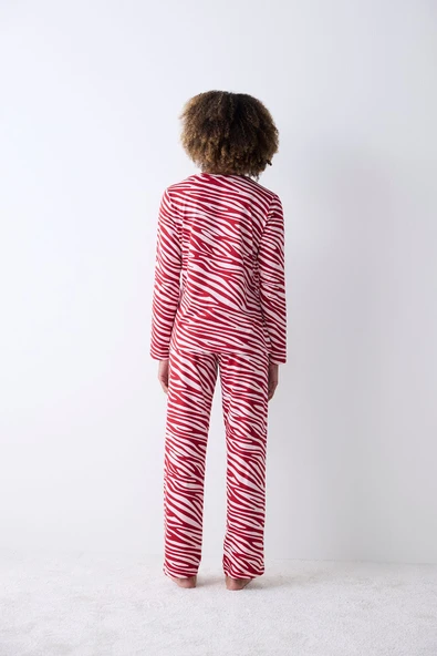 Penti Pamuklu Red Zebra Kırmızı Pantolon Pijama Takımı - 4
