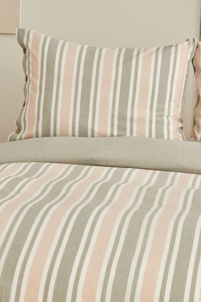 Sarah Anderson Mancy Çift Kişilik İpliği Boyalı Nevresim Takımı Yeşil/Bej - 5