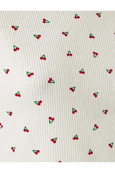 Koton Crop Tişört Kısa Kollu Yuvarlak Yaka Minimal Baskılı - 6