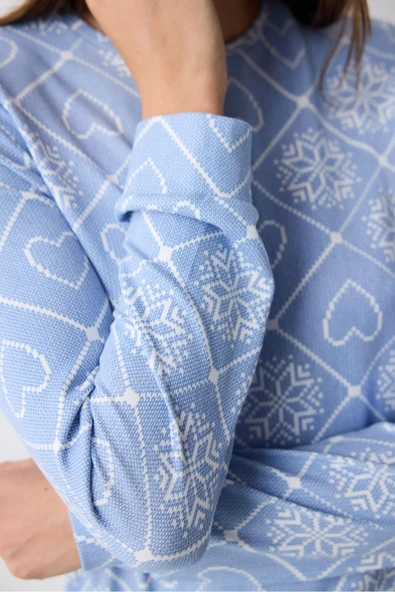 Penti Winter Love Termal Mavi Pantolon Pijama Takımı - 3