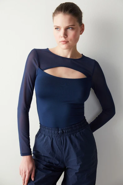 Penti Fit Mesh Mix Lacivert Üst