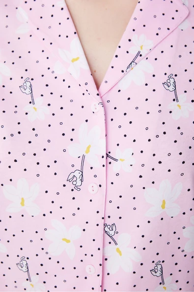 Penti Flora Pembe Düğmeli Gömlek Pantolon Pijama Takımı - 4