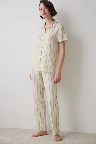 Penti Iris Striped Gömlek Pantolon Çok Renkli Pijama Takımı - 3