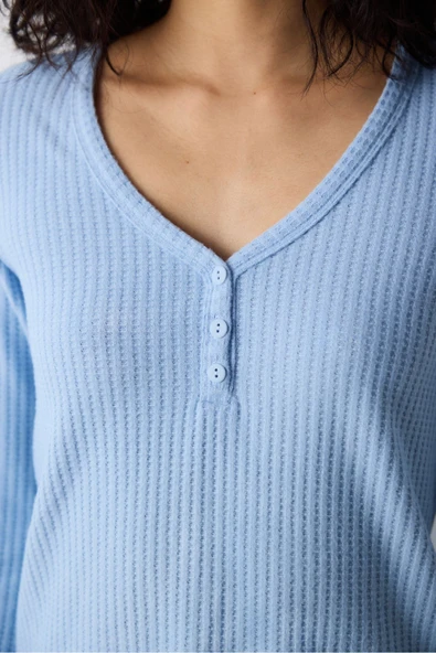 Penti Blue Soft Açık Mavi Pantolon Pijama Takımı - 3