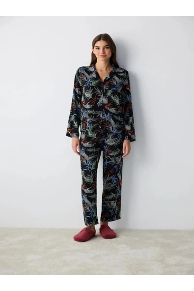Penti Quinn Siyah Gömlek Pantolon Pijama Takımı