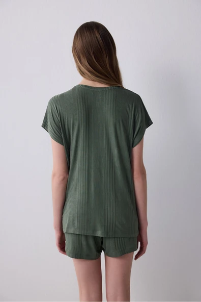 Penti Chloe Green Şortlu Yeşil Pijama Takımı - 3