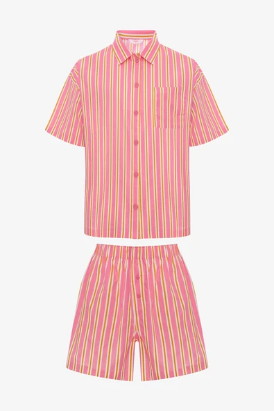 Penti Mara Gömlek Şort Pembe Pijama Takımı - 6