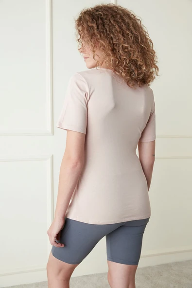 Penti Gül Kurusu Mama Hamile Creamy Envelope Tişört - 4