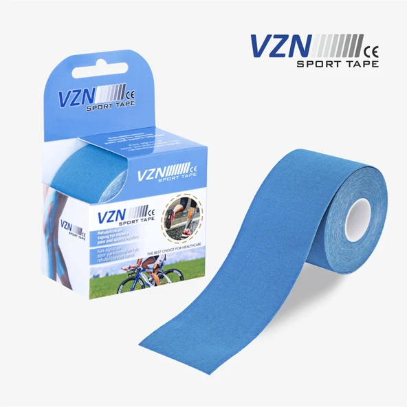 VZN Sport Tape Mavi Renk Kinezyo Sporcu Bandı Ağrı Bandı 5 Metre X 5 Cm