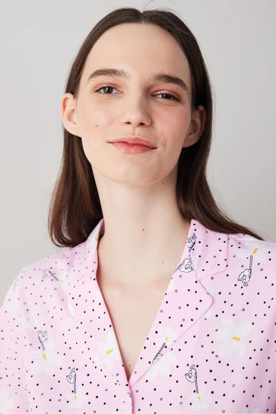 Penti Flora Pembe Düğmeli Gömlek Pantolon Pijama Takımı - 3