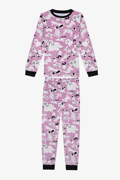Penti Kız Çocuk Dog Family Pembe Pijama Takımı - 1
