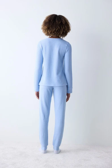 Penti Blue Soft Açık Mavi Pantolon Pijama Takımı - 5