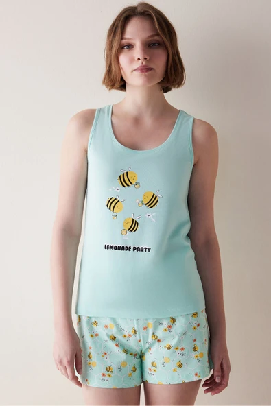 Penti Lemonade Party Mint Şortlu Pijama Takımı