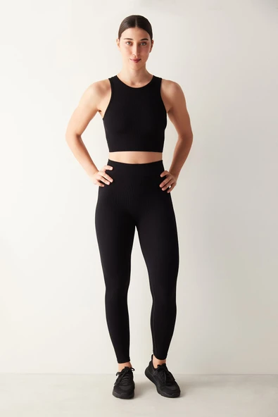 Penti Siyah Halter Yaka Seamless Crop Top - 2
