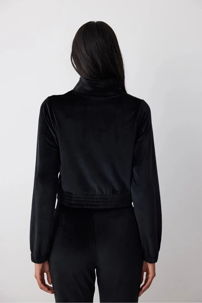 Penti Soft Velvet Elasticated Black Jacket - 4