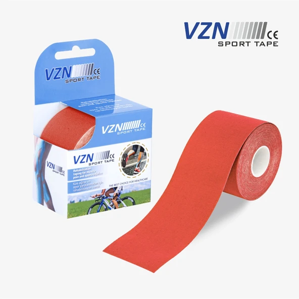 VZN Sport Tape Kırmızı Renk Kinezyo Sporcu Bandı Ağrı Bandı 5 Metre X 5 Cm