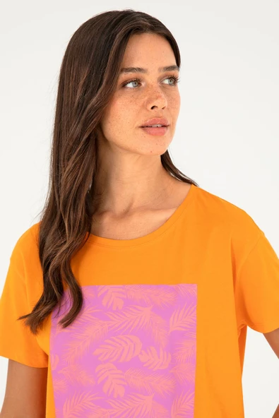 U.S. Polo Assn. Kadın Turuncu Bisiklet Yaka Tişört 50294760-vr051 - 2
