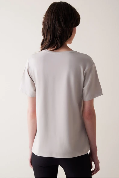 Penti Taş Renk Bisiklet Yaka Slogan Baskı Tişört - 5