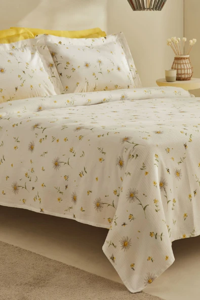 Karaca Home Emma %100 Pamuk Tek Kişilik Pike Takımı Sarı - 4