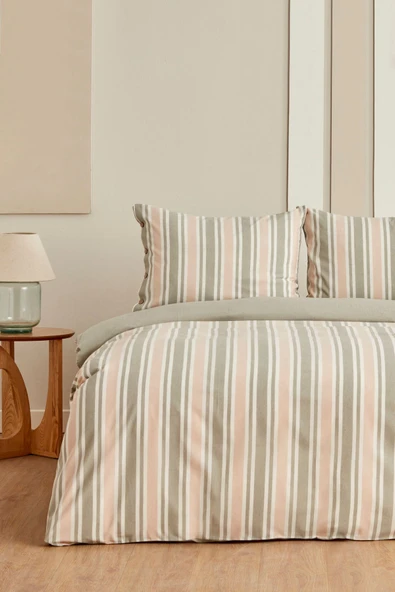 Sarah Anderson Mancy Çift Kişilik İpliği Boyalı Nevresim Takımı Yeşil/Bej - 2