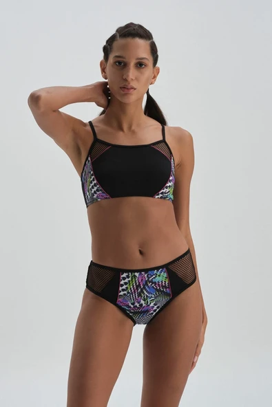 Dagi Siyah Yanları Fileli Yüzücü Bikini Alt - 5
