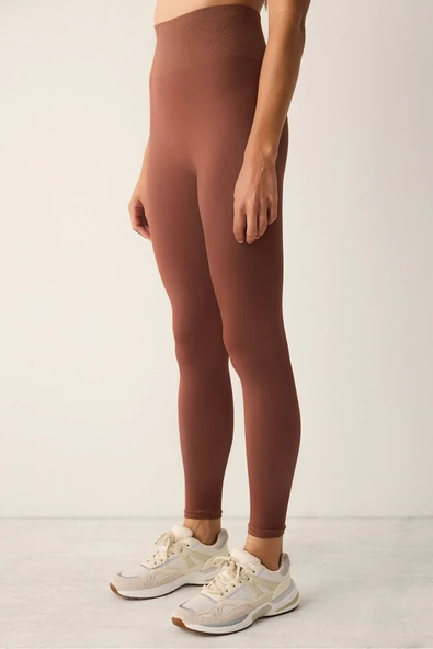 Penti Kahverengi Yüksek Bel Seamless (Dikişssiz) Lurex Tayt