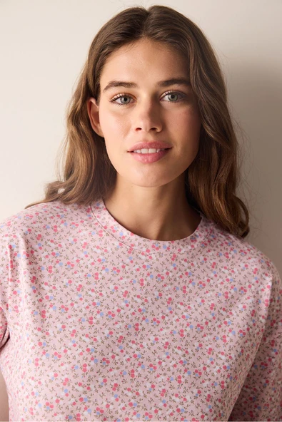 Penti Pamuklu Cute Floral Pembe Pantolon Pijama Takımı - 3