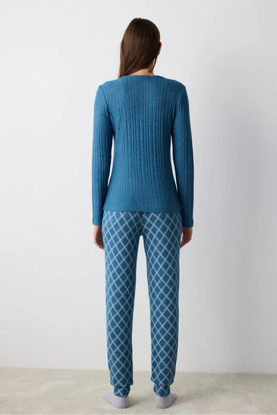 Penti Cozy Time Green Petrol Yeşili Pantolon Pijama Takımı - 4