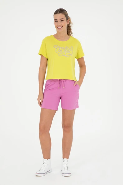 U.S. Polo Assn. Kadın Fıstık Yeşili Bisiklet Yaka Tişört 50286053-VR087 - 4