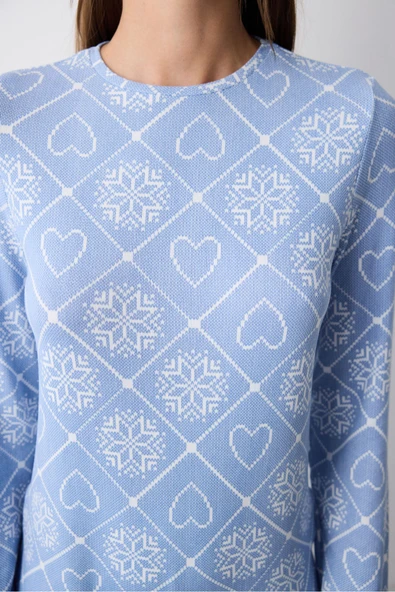 Penti Winter Love Termal Mavi Pantolon Pijama Takımı - 4