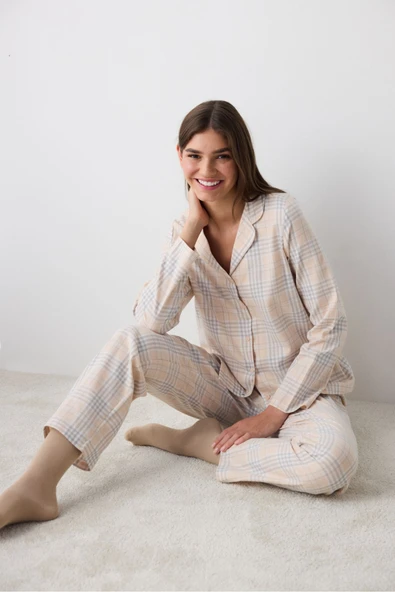 Penti Pamuklu Ellie Checked Gömlek Pantolon Pijama Takımı - 5